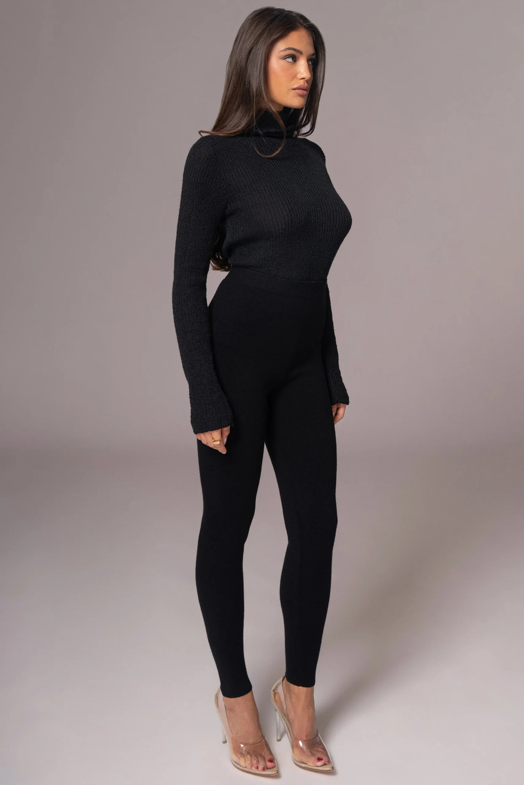 Black Effortless Knit Leggings