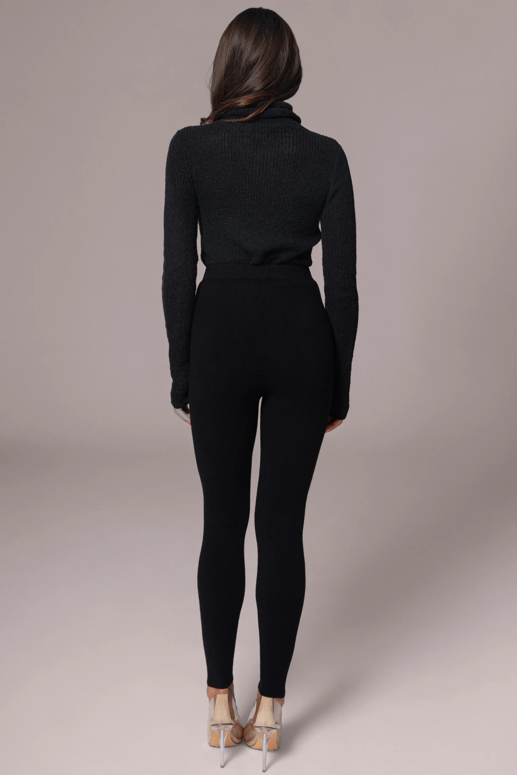 Black Effortless Knit Leggings