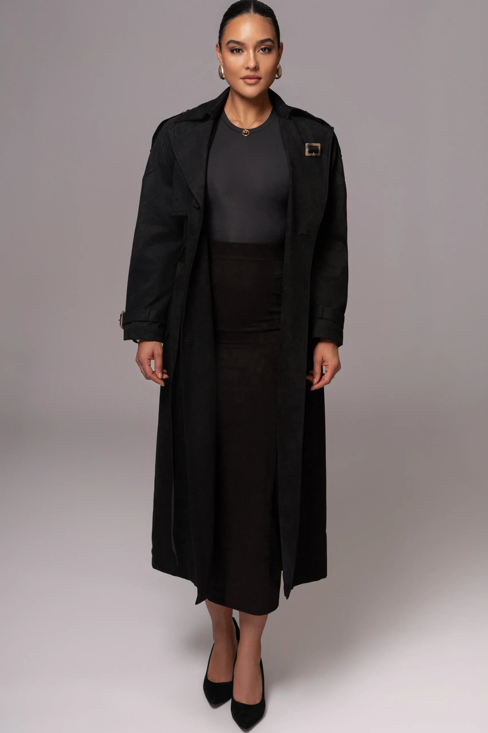 Black Elite Suede Coat
