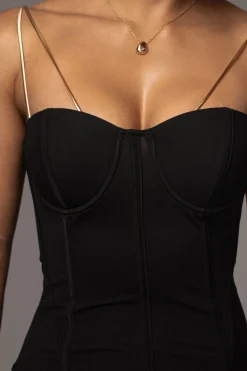 Black Escape Mesh Midi Dress