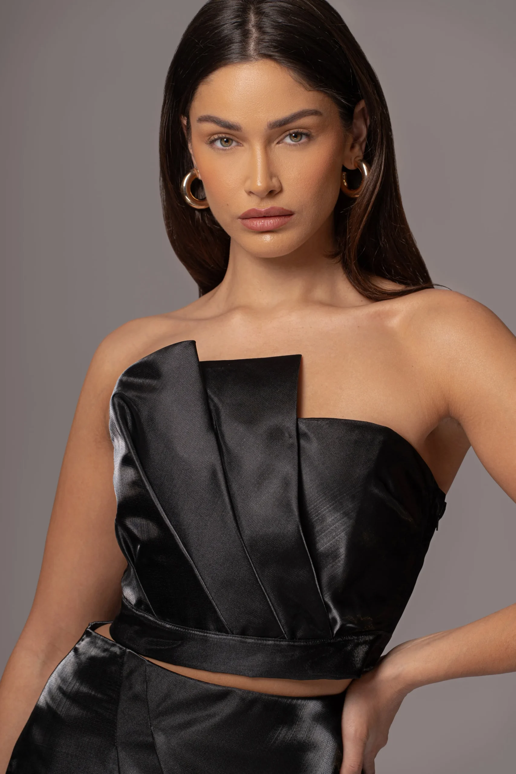 Black Gala Pleated Top