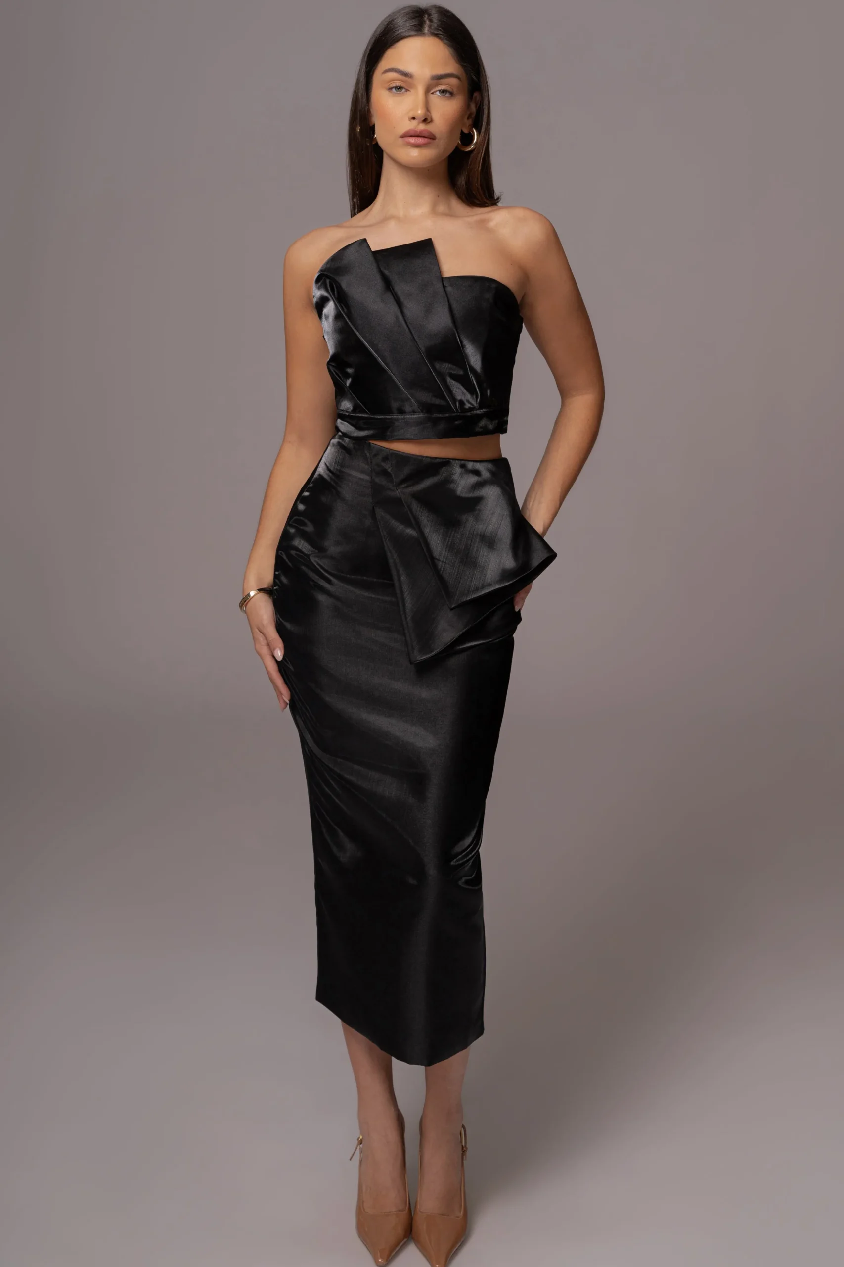 Black Gala Pleated Top
