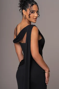 Black Grand Entrance Drape Dress
