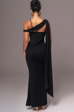 Black Grand Entrance Drape Dress