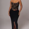 Black Hamptons Ribbed Slit Skirt