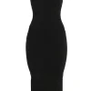 Black Ivone Asymmetrical Midi Dress