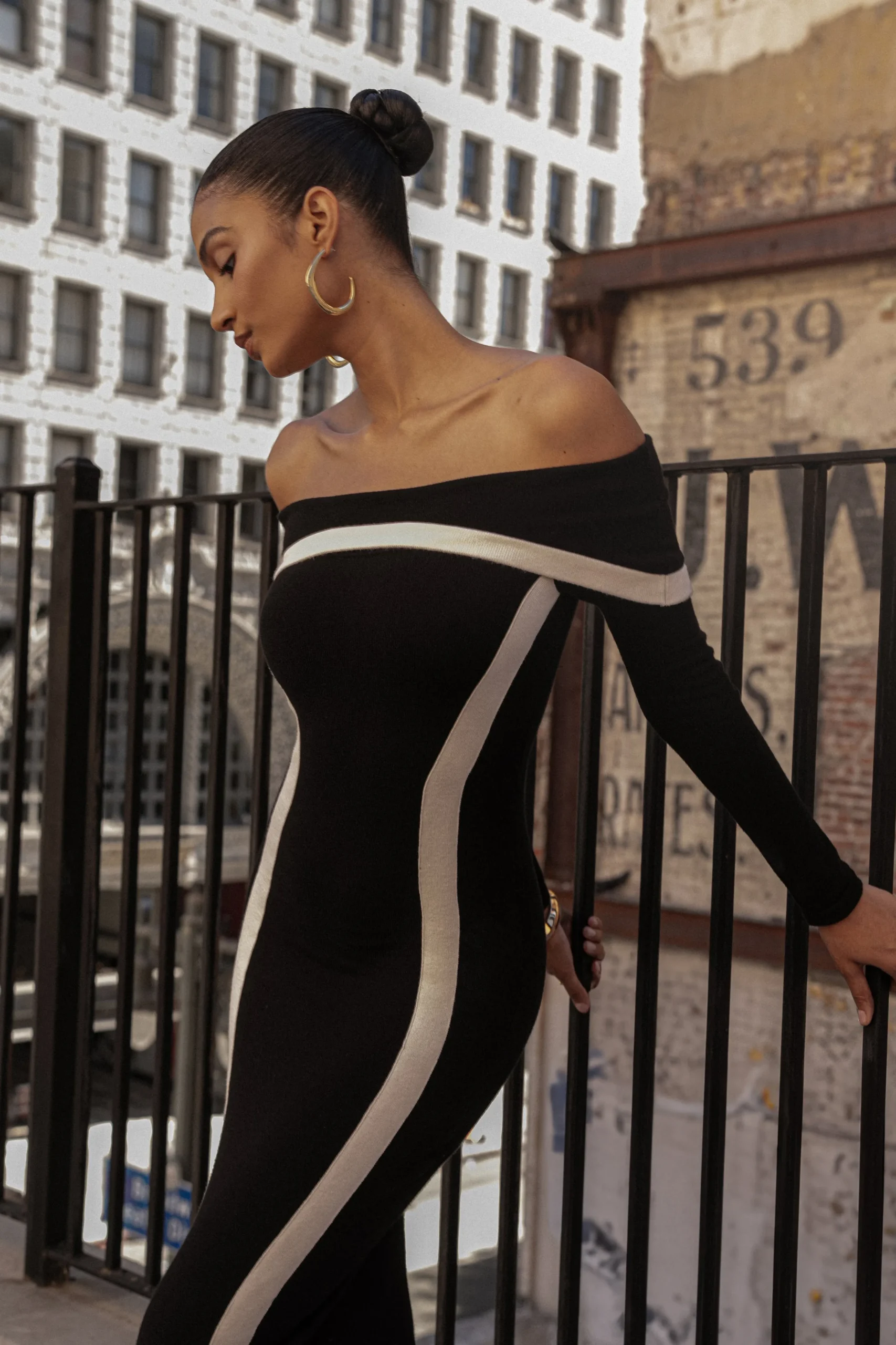 Black Janet Off Shoulder Maxi Dress