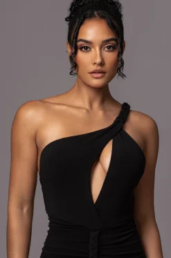 Black Jess Ruched Midi Dress