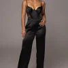 Black Joana Cutout Satin Trousers