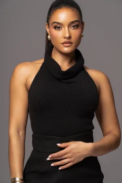 Black Joya Rib Knit Top