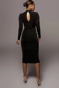 Black Kara Mock Neck Dress