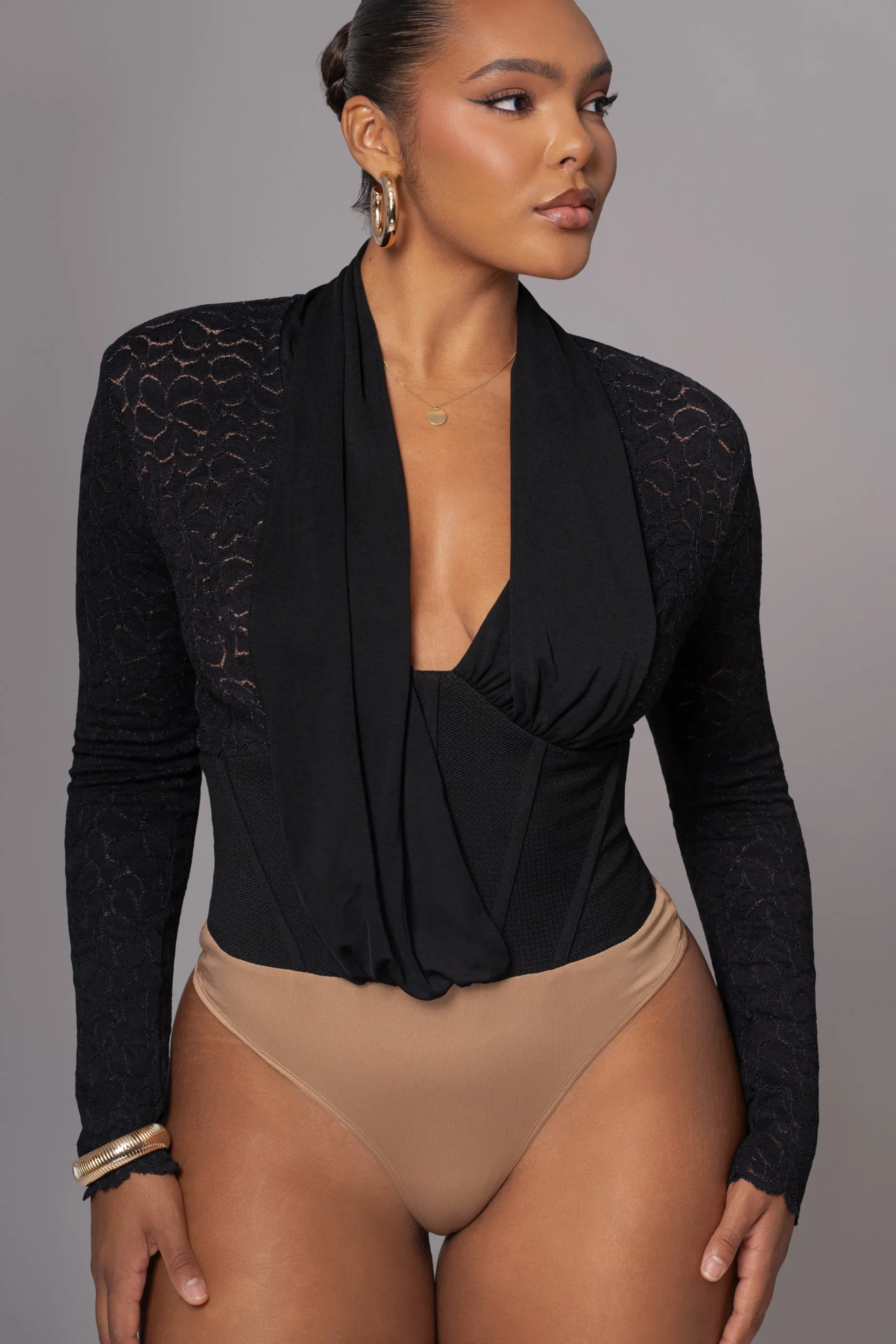 Black Lace Corset Bodysuit