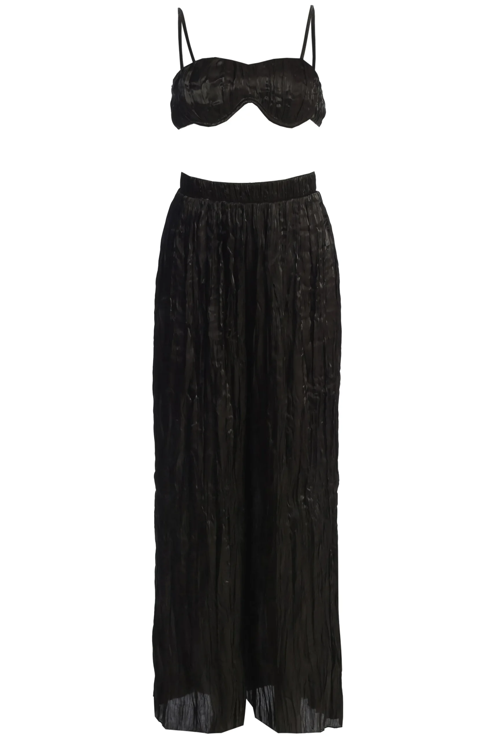 Black Lets Get Away Satin Pant Set