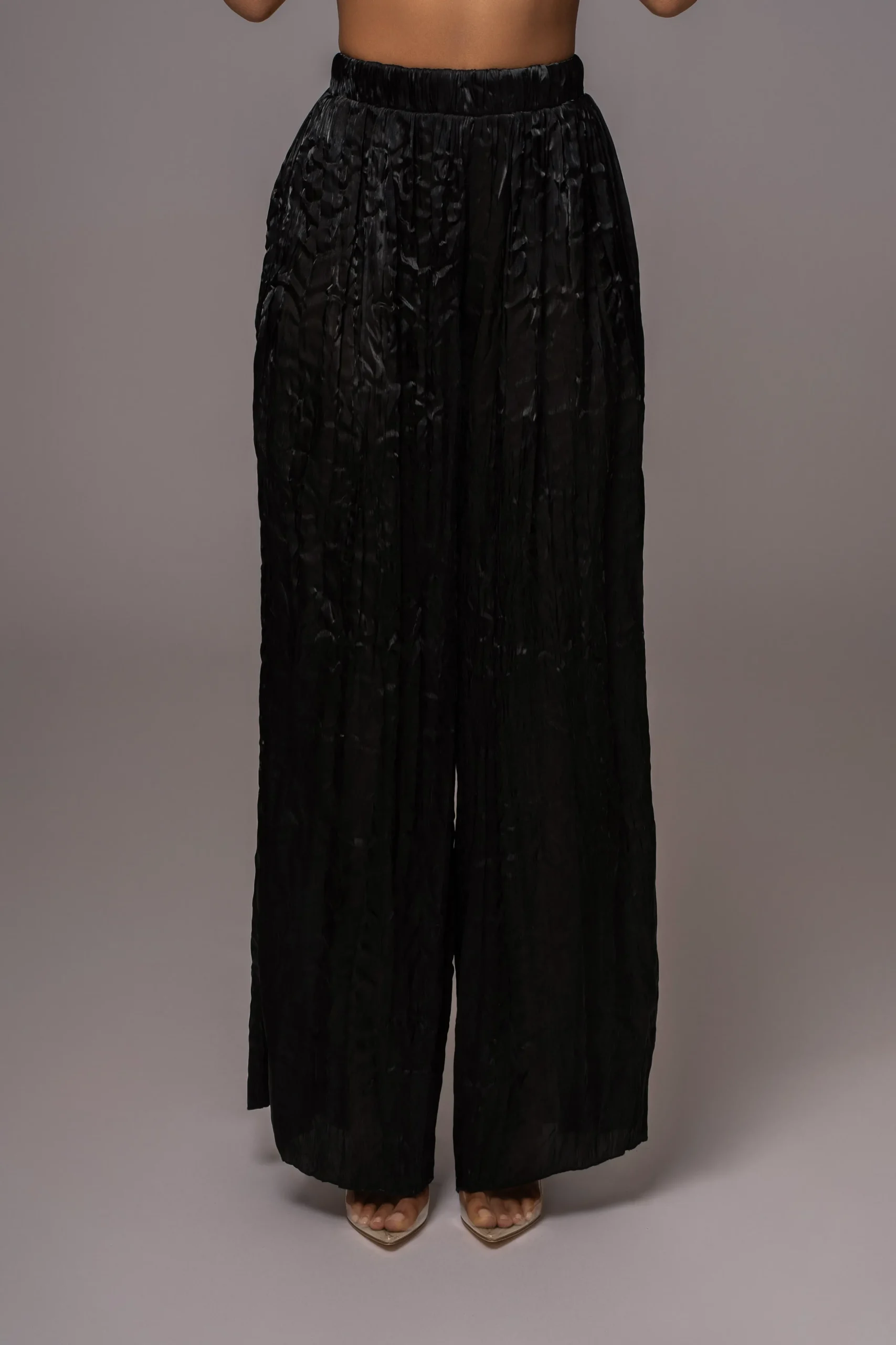 Black Lets Get Away Satin Pant Set