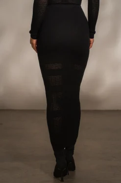 Black Lina Knit Maxi Skirt