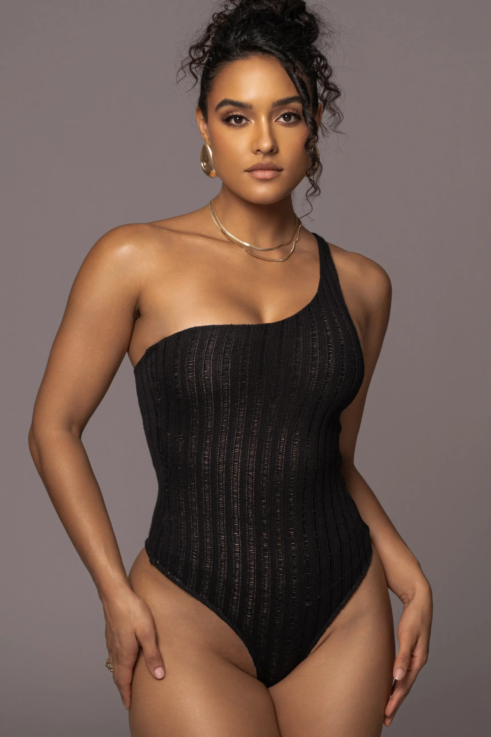 Black Malibu Nights One Shoulder Bodysuit