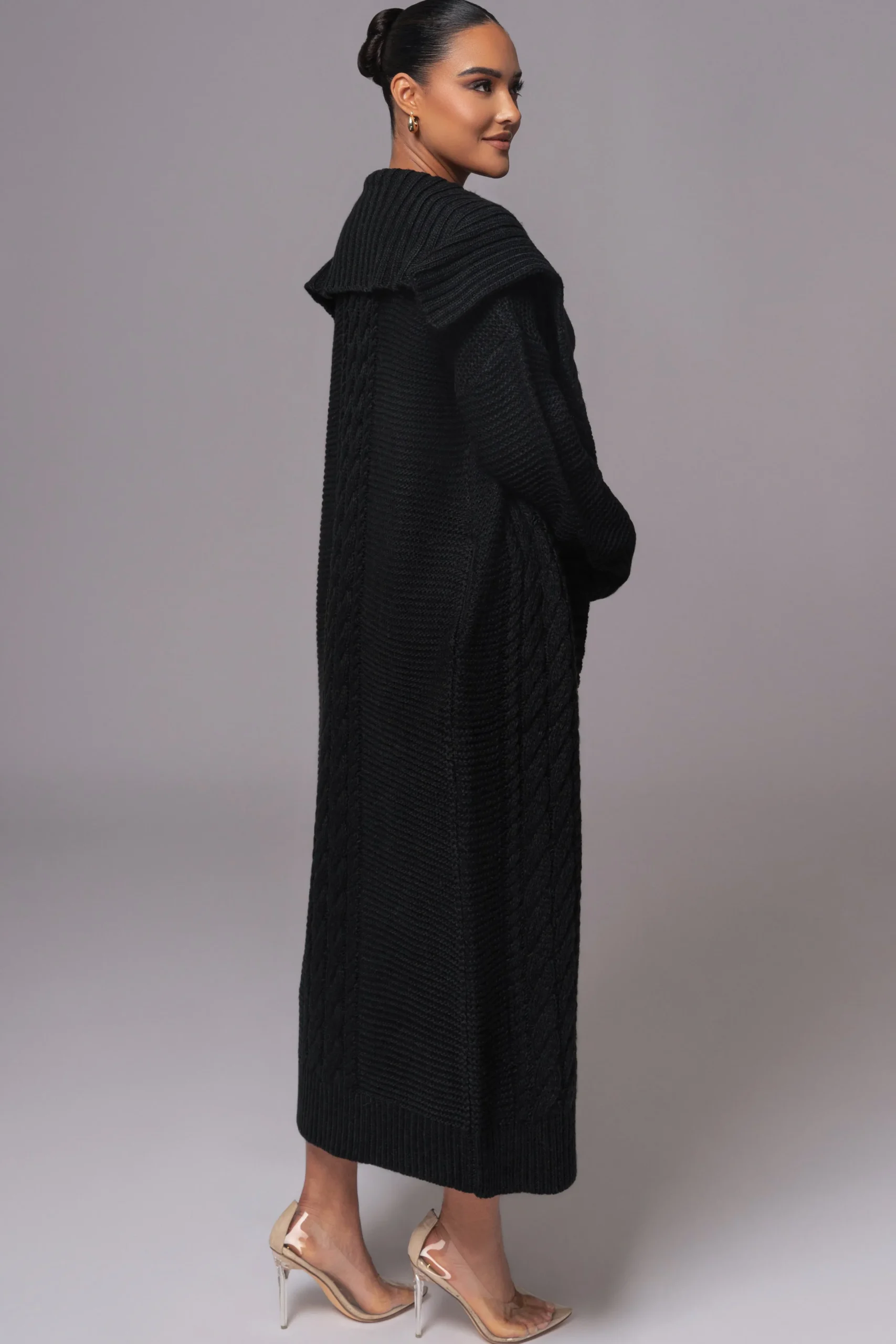 Black Malinda Sweater Knit Cardigan