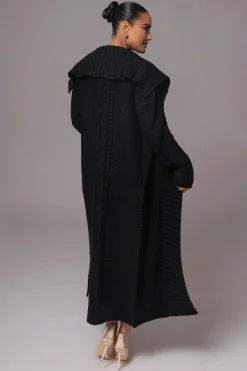 Black Malinda Sweater Knit Cardigan