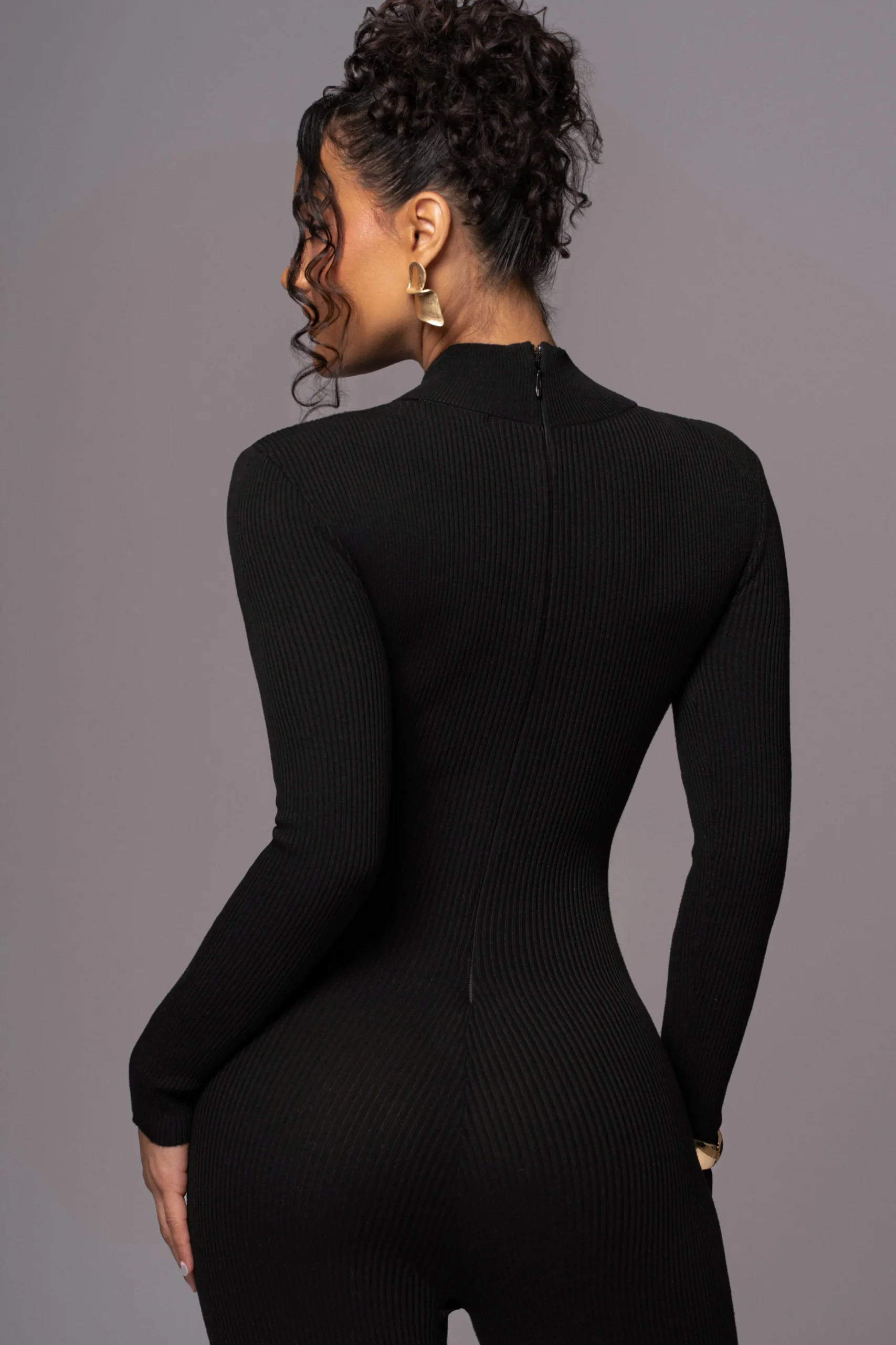 Black Minna Mock Neck Jumpsuit