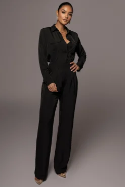 Black Misty Button Up