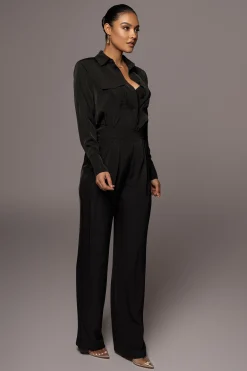 Black Misty Button Up