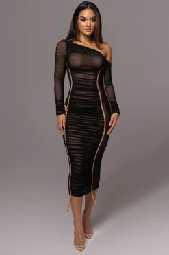 Black Monika Midi Dress