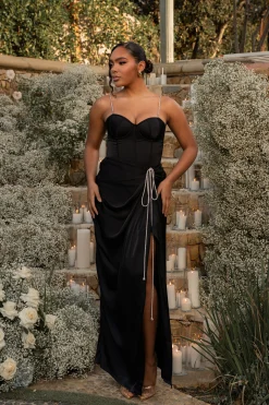 Black Olea Satin Skirt