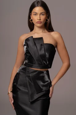 Black Reception Pleated Midi Skirt