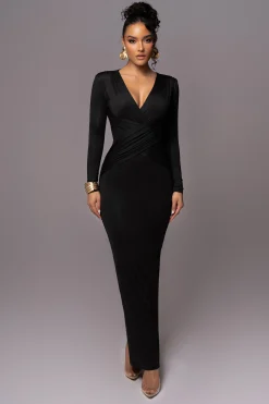 Black Rowan Plunge Maxi Dress