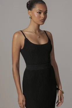 Black Serena Ribbed Skirt Set