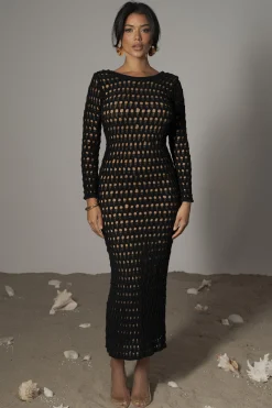 Black Serene Wonders Crochet Dress
