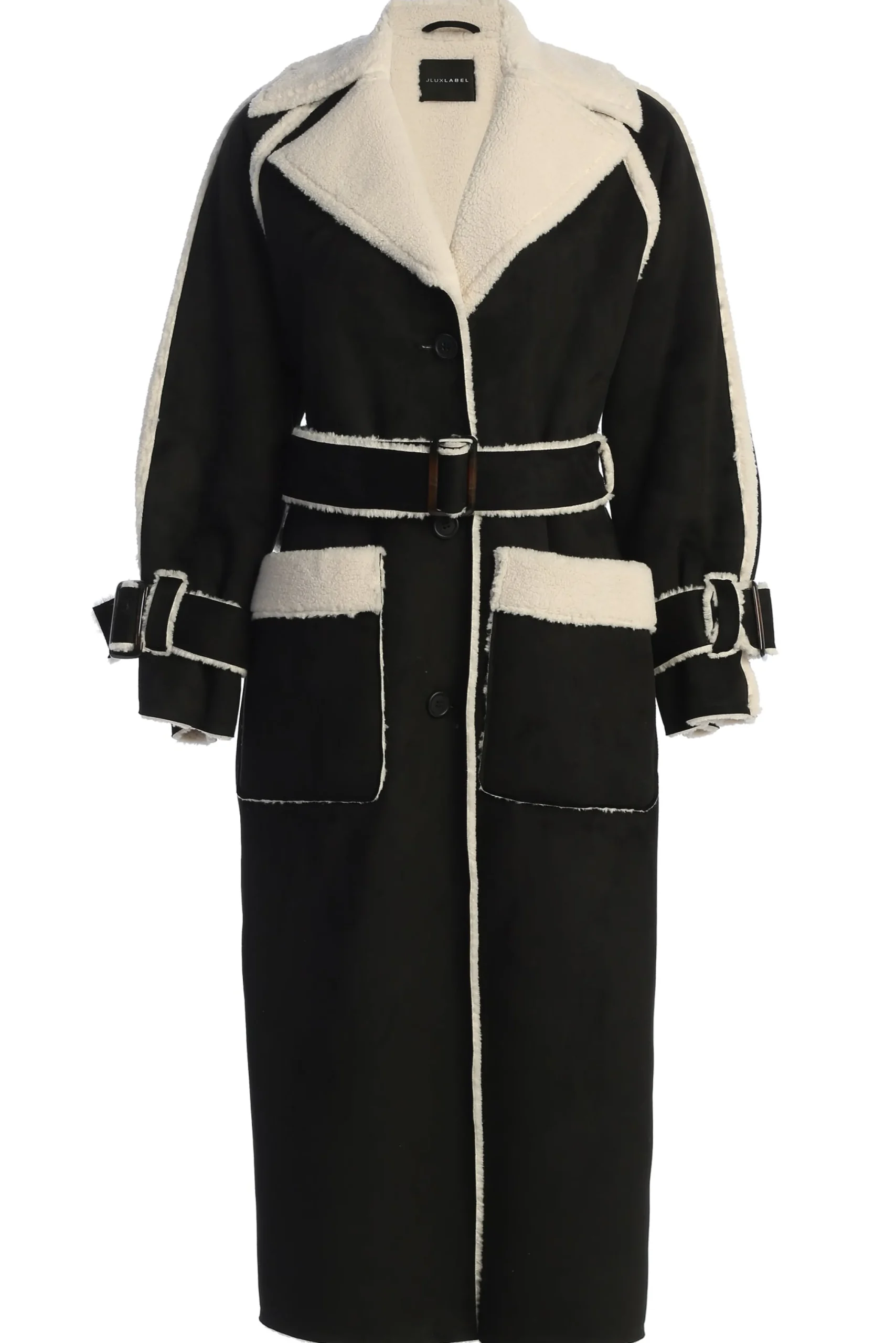 Black Suede And Sherpa Reversible Coat