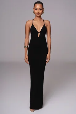 Black Sun Rays Knit Maxi Dress