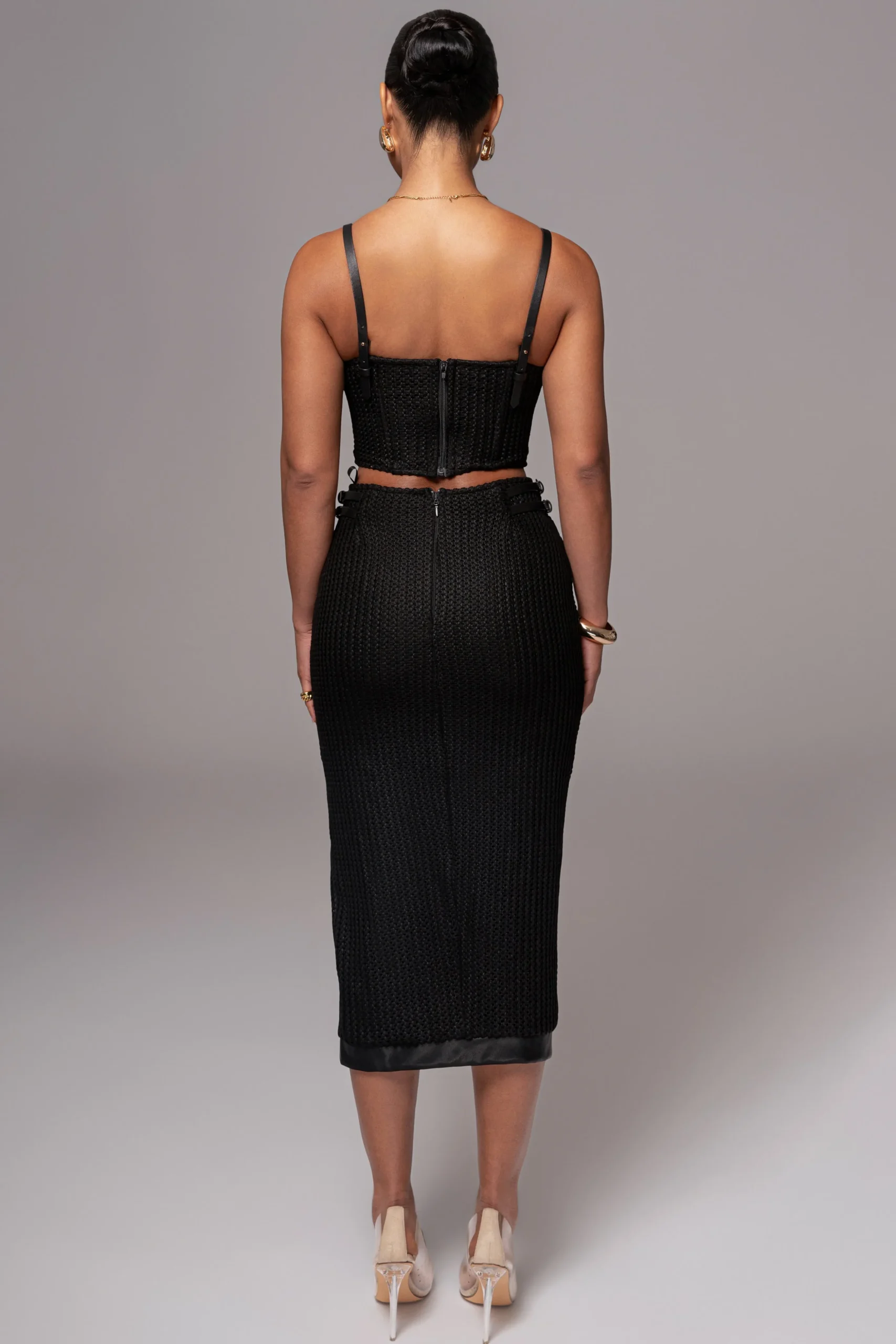 Black Textured Harley Corset Top