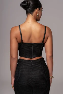 Black Textured Harley Corset Top