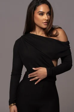 Black Ultra High Neck Bodysuit