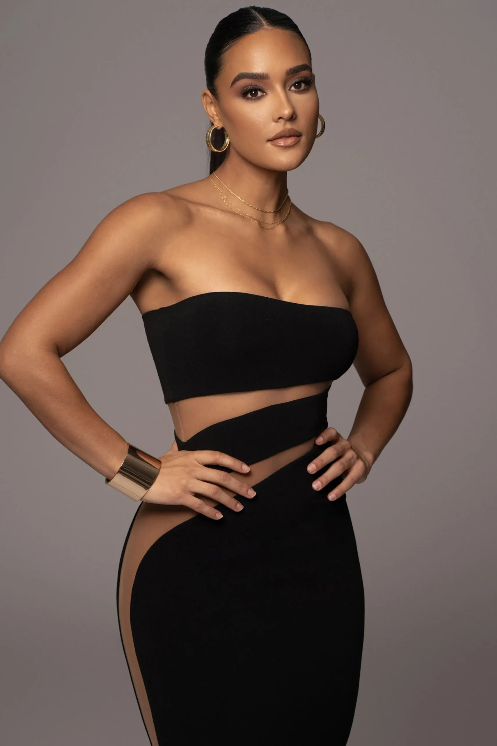 Black Unpredictable Midi Dress