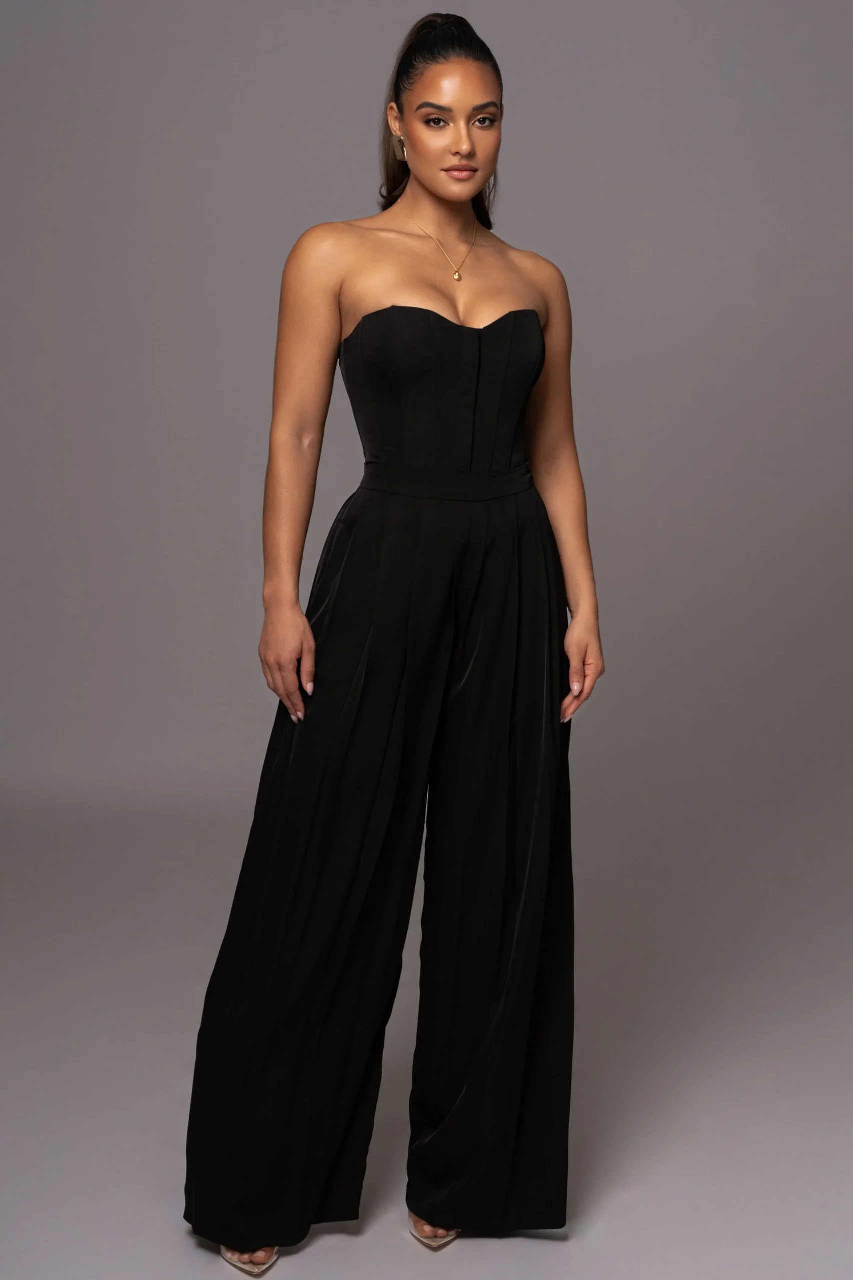 Black Viv Satin Bustier Top