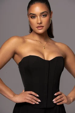 Black Viv Satin Bustier Top