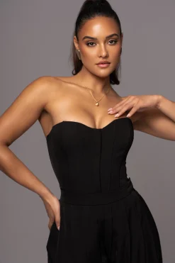 Black Viv Satin Bustier Top