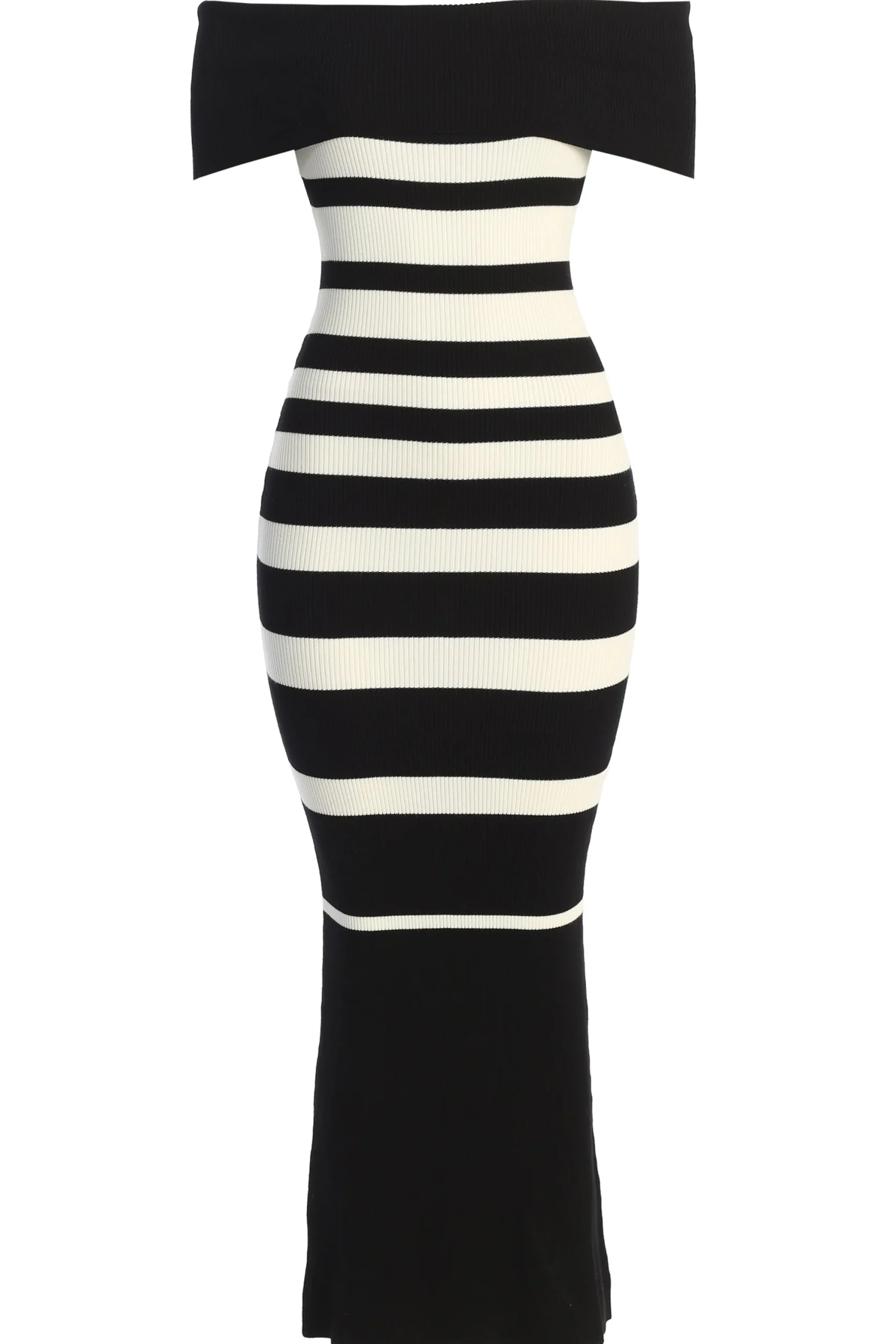 Black/Ivory Striped Custom Maxi Dress