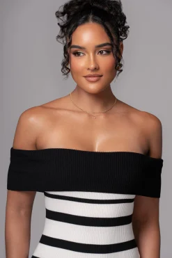 Black/Ivory Striped Custom Maxi Dress
