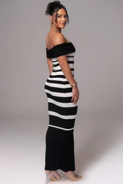Black/Ivory Striped Custom Maxi Dress