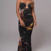 Black/Yellow Bethany Strapless Maxi Dress