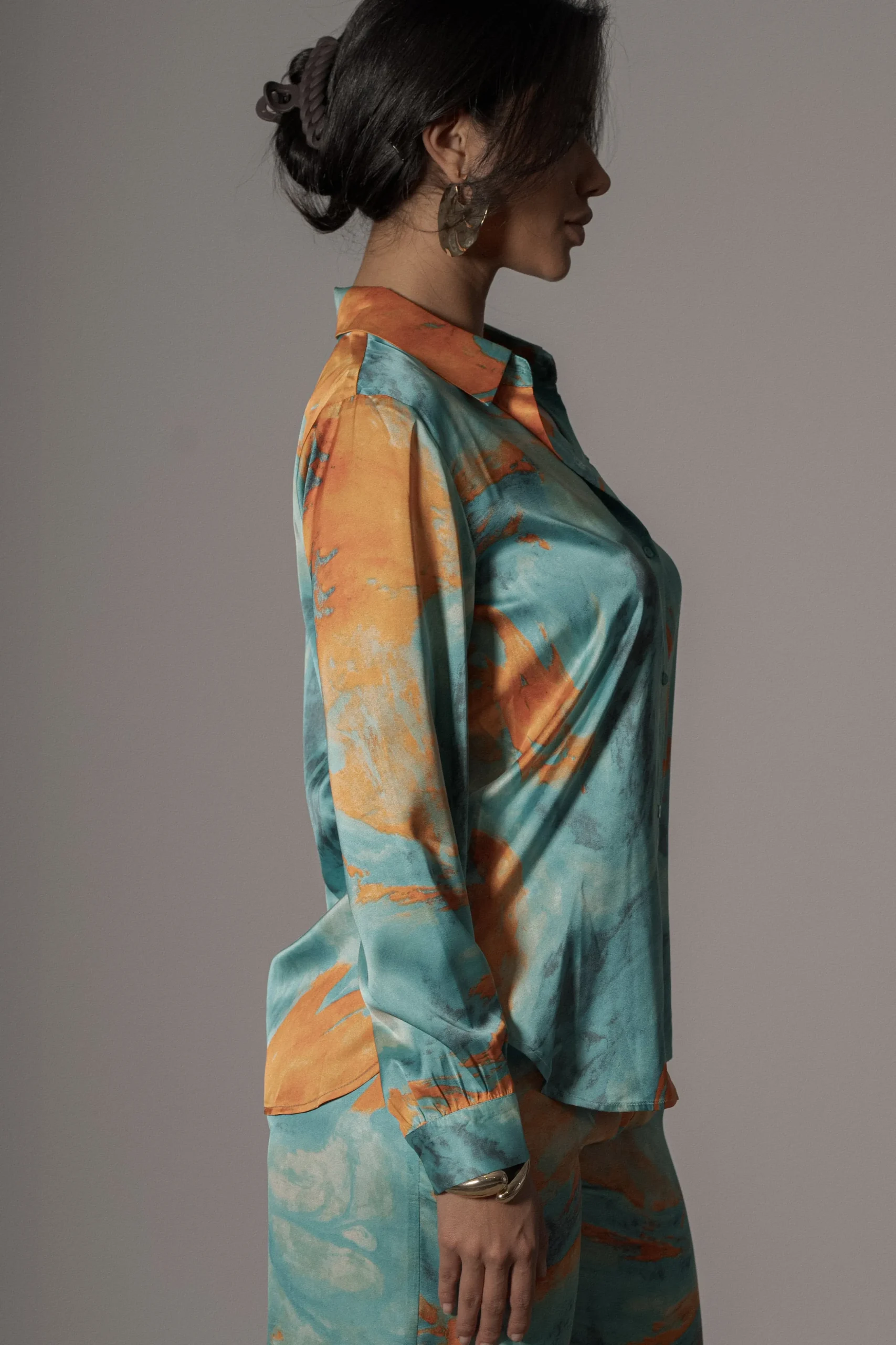 Blue Hidden Gems Satin Pant Set