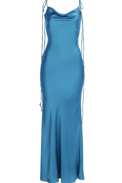 Blue Irresistible Satin Maxi Dress