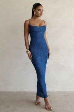 Blue Noemie Sequin Maxi Dress