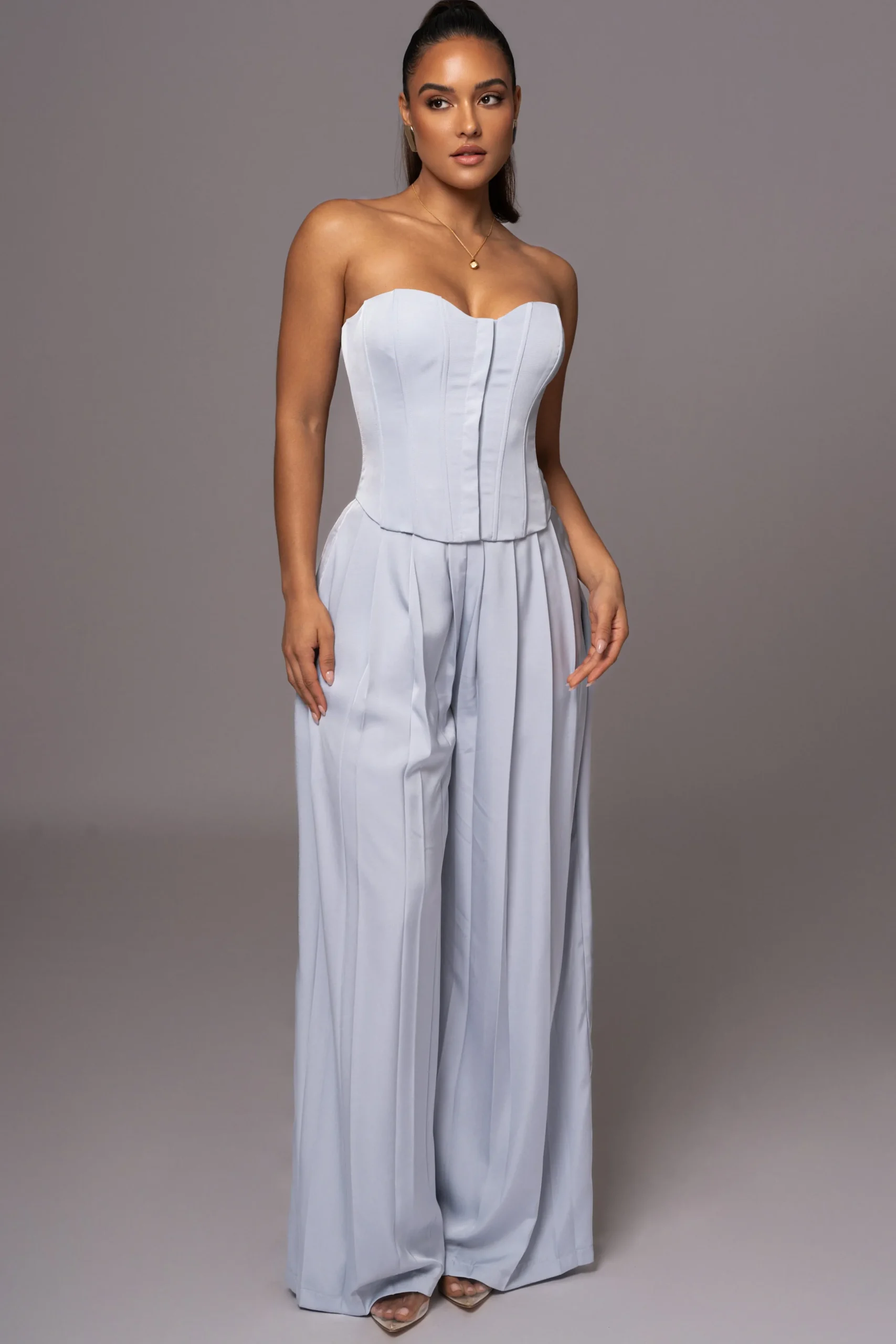 Blue Viv Satin Bustier Top