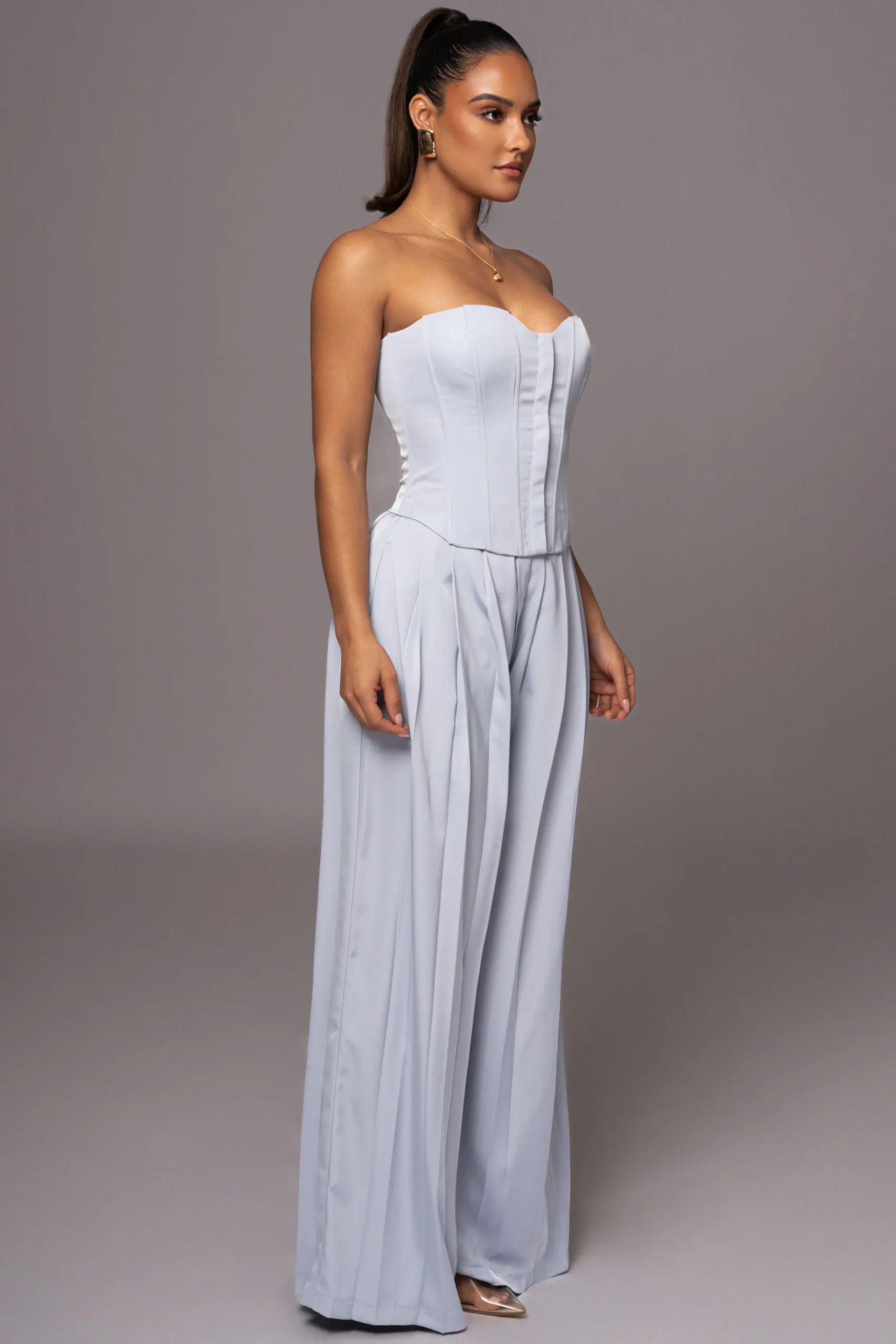 Blue Viv Satin Bustier Top
