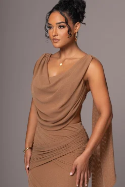 Brown Divine Drape Skirt Set
